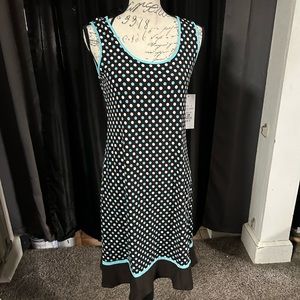 Blue/brown/ivory polka dot